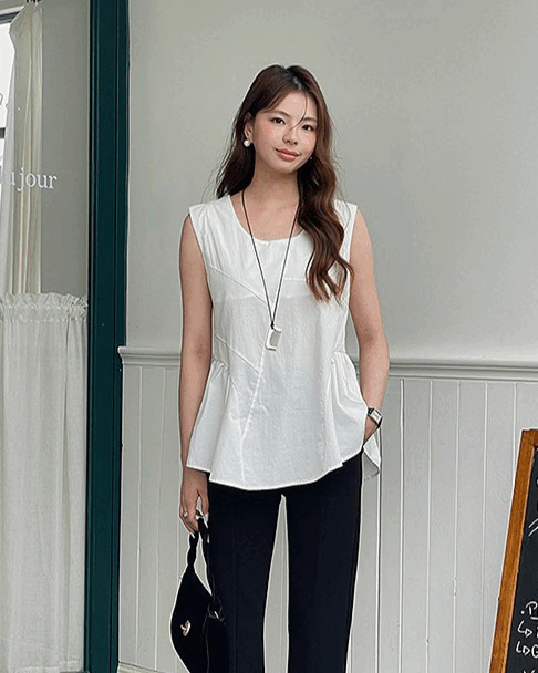 袖なし スプライシング 夏 ブラウス - 2colors