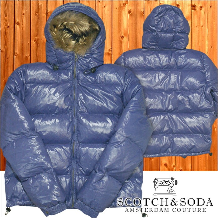 訳ありアウトレット スコッチ&ソーダ スコッチアンドソーダ scotch&soda メンズ ファーフード ダウンジャケット シャイニーダークパープル アウター ジャケット トップス カジュアル