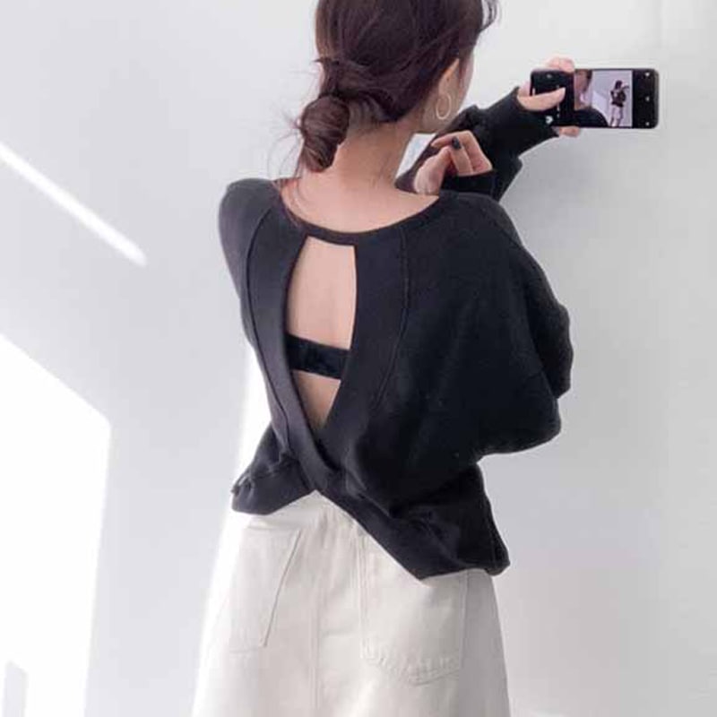 OH0023 オープン バッククロス トレーナー 3色