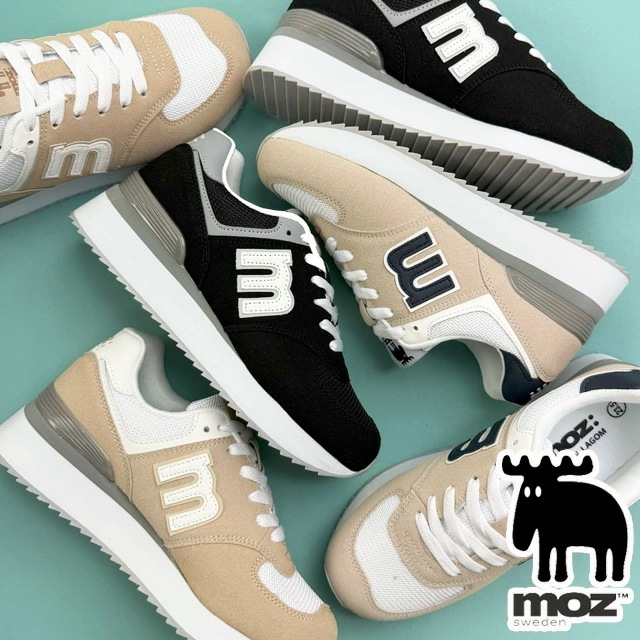 モズ レディース 厚底 スニーカー カジュアルシューズ ローカット 軽量 MZ-4267 ブラック 黒 ベージュ ホワイト/ネイビー 紐靴 送料無料