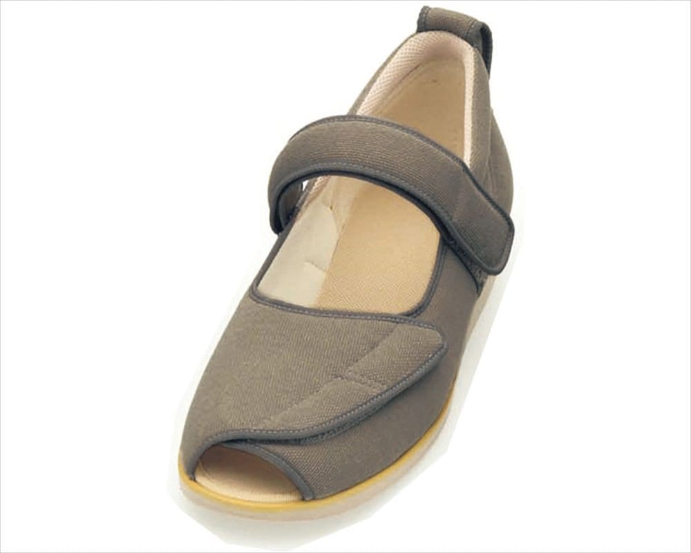 徳武産業 介護シューズ あゆみ オープンマジックII 施設・院内用 モクグレー 4Lサイズ(26.0~26.5cm) 足囲3E 両足