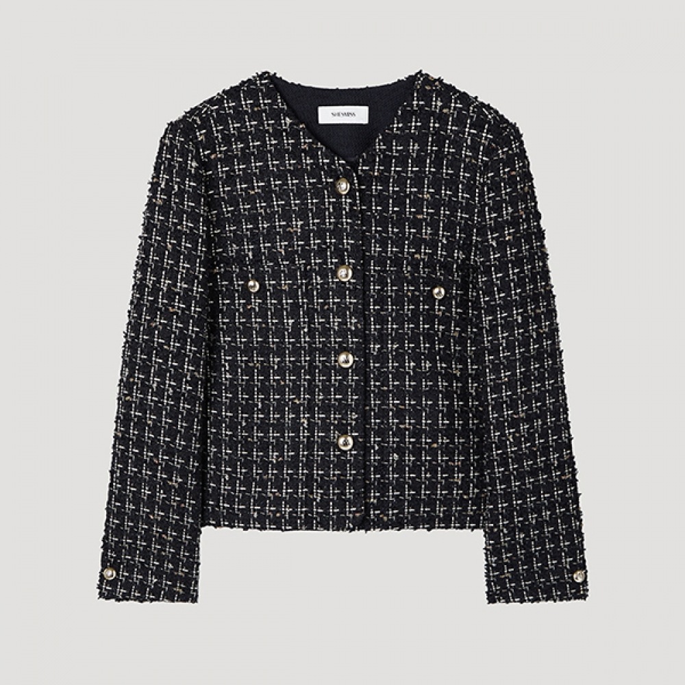(シーズ・ミス) カラーグリッターツイードジャケット_SWWJKP11080_BK