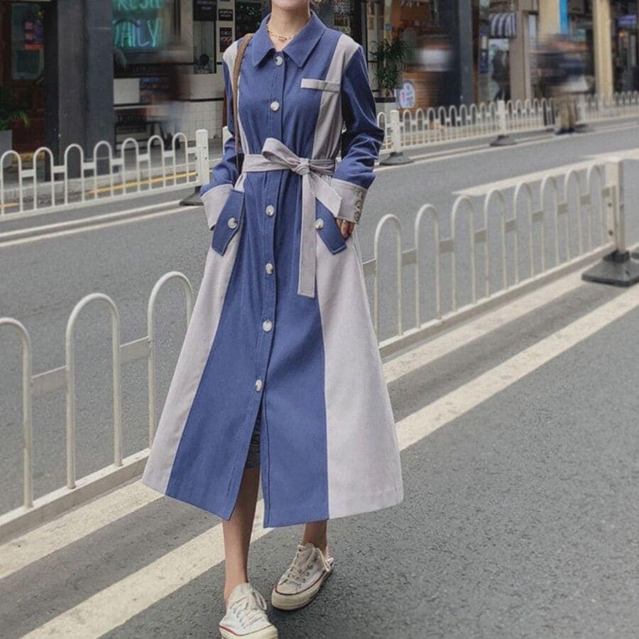 15日間のみ ワンピース レディース シャツ ワンピコート 長袖 春秋 9516 品質保証