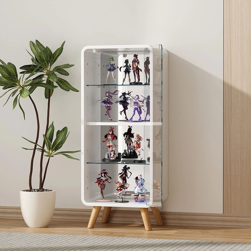 【国内即日発送】コレクションケース コレクションシェルフ ガラスディスプレイキャビネット4段 高さ調節可能 フィギュア 背面ミラー 強化ガラス棚 サイズ：幅36*奥行26*高さ89CM