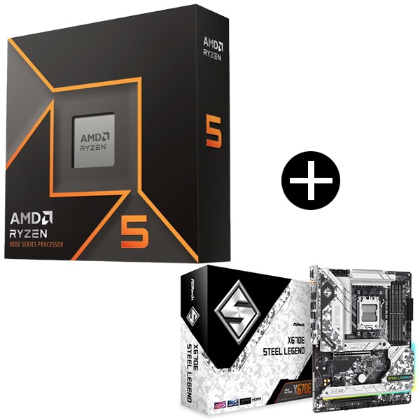 Ryzen 5 9600X W/O Cooler WOF (6C/12T 3.9GHz 65W) CPU + ASRock X670E Steel Legend マザーボード セット