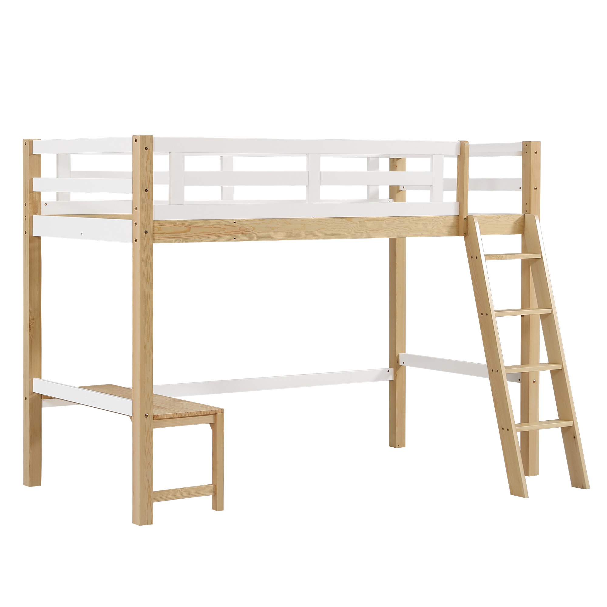 【国内発送&送·料·無·料】ロフトベッド シングル コンセント付き はしご ミドルタイプ 高さ150cm ローデスク付き 子供部屋 ベッド シングル パイプベッド-84