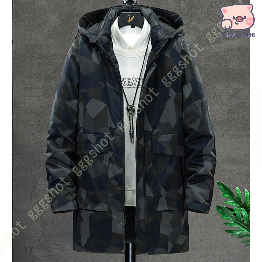 冬の特恵メンズ ダウンジャケット 冬 厚手 ロングコート 長袖 フード付き 迷彩柄 防寒 アウター スリム ハンサム 暖かい ジャケット お洒落 軽量 登山 釣り キャンプ 8,263円