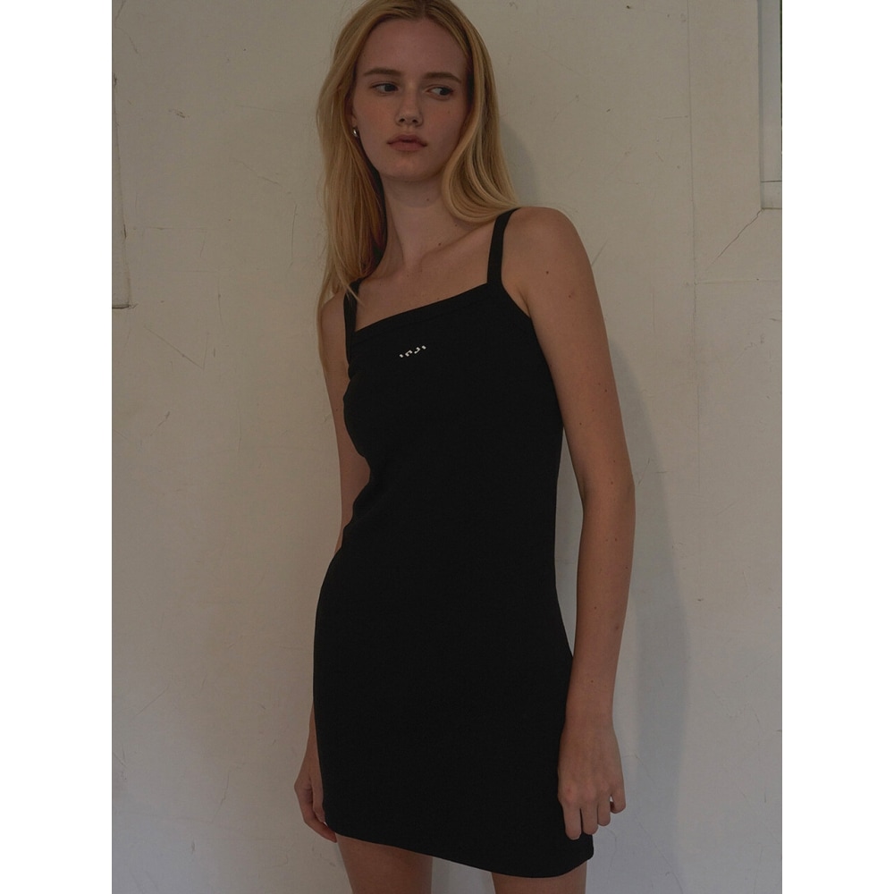 INJIACTIVE リブ付きショートドレスブラック