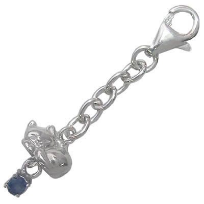 幸せを招く猫モチーフ ( 9月誕生石 ) シルバー サファイアチャームトップホルダー楽ギフ_包装