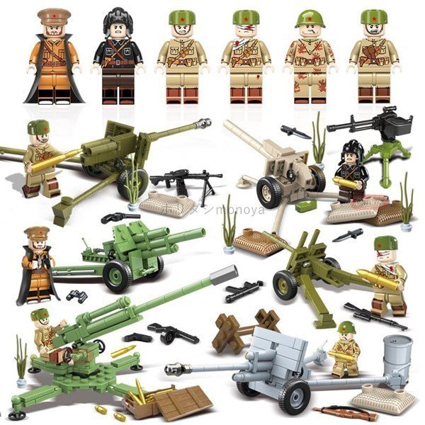 レゴブロック 互換 WW2 第二次世界大戦 ソビエト連邦軍 兵士ミニフィグ6体セット大量武器装備付き