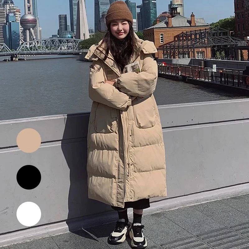 ダウンコート 3 色 大きいサイズ ロング コットン レディース アウター ダウンジャケット