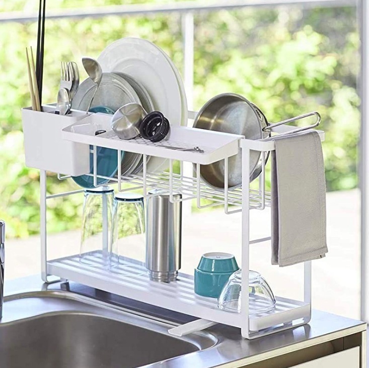 シンクサイド用水切りラック 食器・箸・スプーン収納棚 調理台収納スタンド