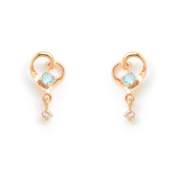リボン済＆紙袋 ピアス レディース 3月 誕生石 誕生日 ハートモチーフピアス アクアマリン プレゼント ギフト K10ピンクゴールド 祝い