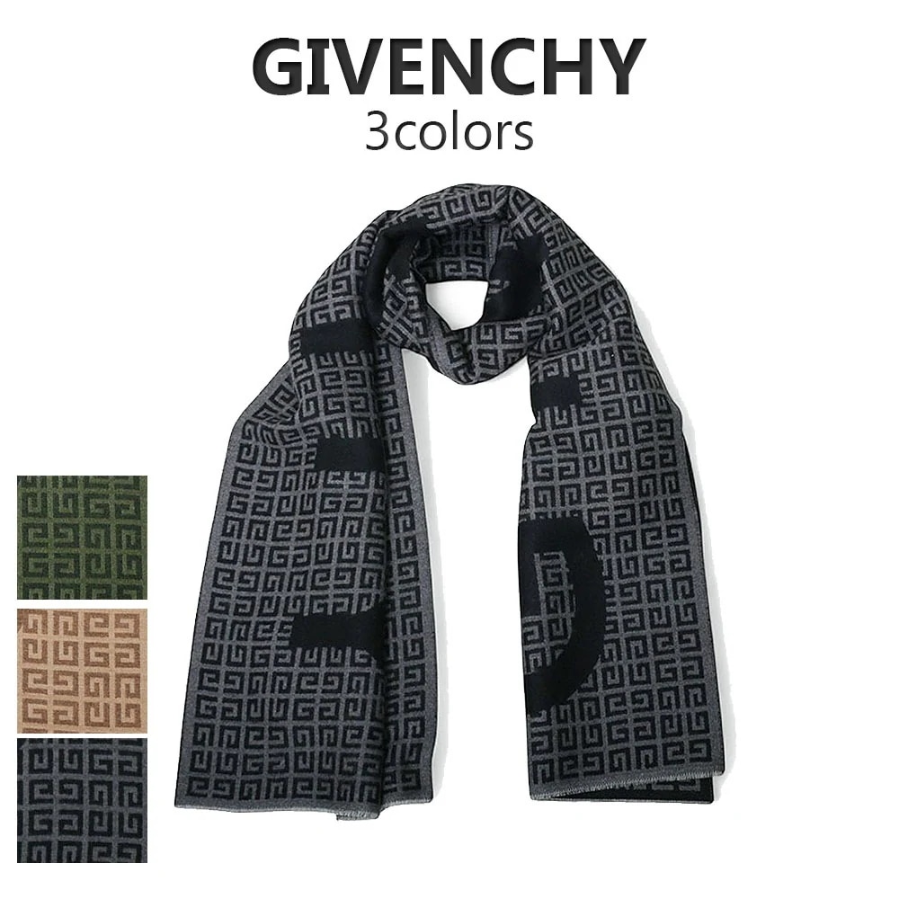 マフラー GV3518 J6261 002 003 004 ユニセックス グリーン ベージュ グレー ストール 男性 女性 彼氏 彼女 記念 プレゼント ギフト ロゴ ウール トレンド 人気 並行輸入