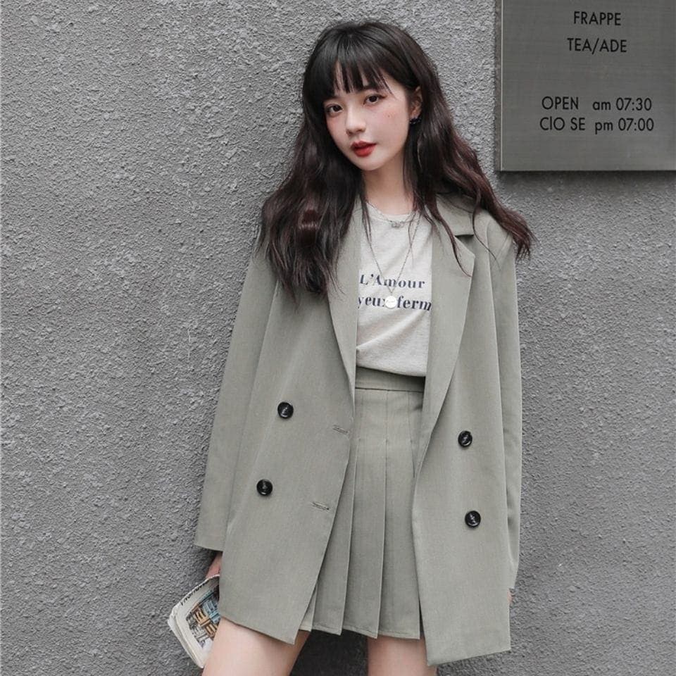 2点セット韓国ファッションレディーススーツジャケット高校生プリーツ/セーラー服ミニ2