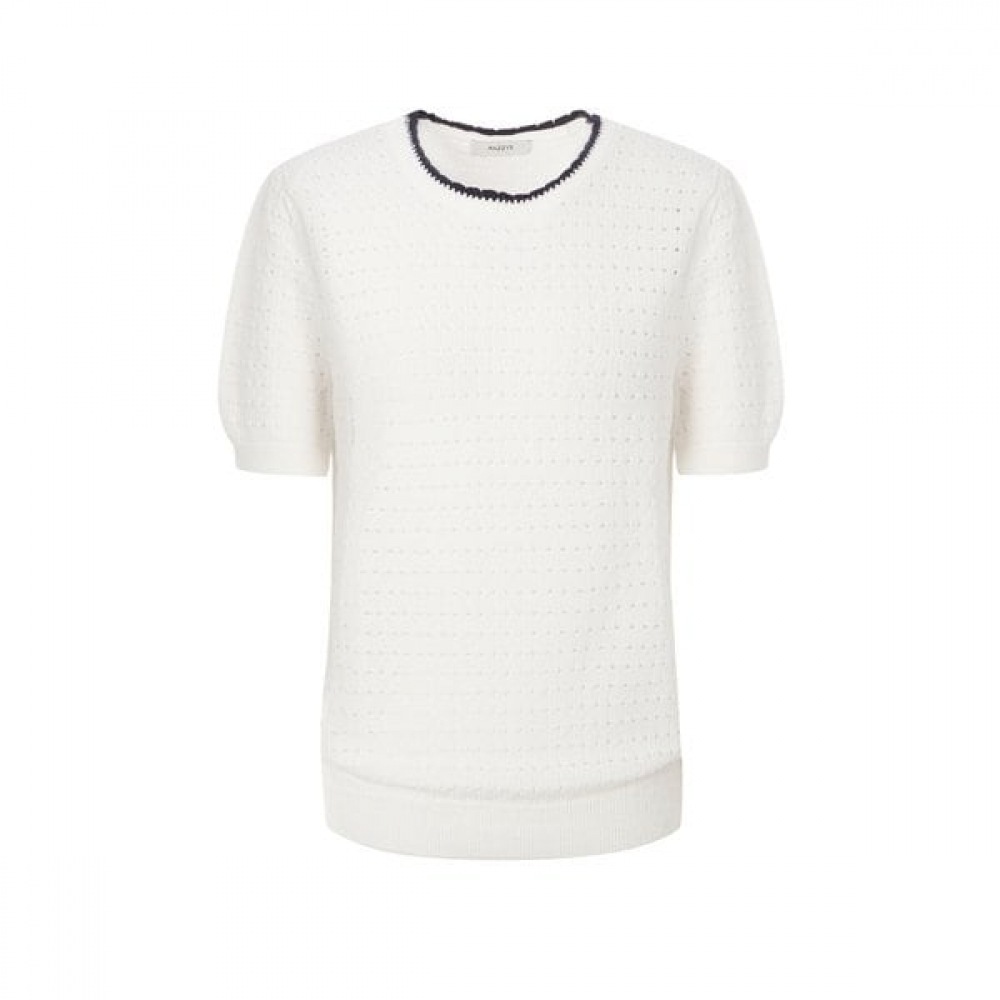 [25SS] [カプセル] ショートスリーブネックラインカラーニットプルオーバーアイボリー HSSW5BS12IV