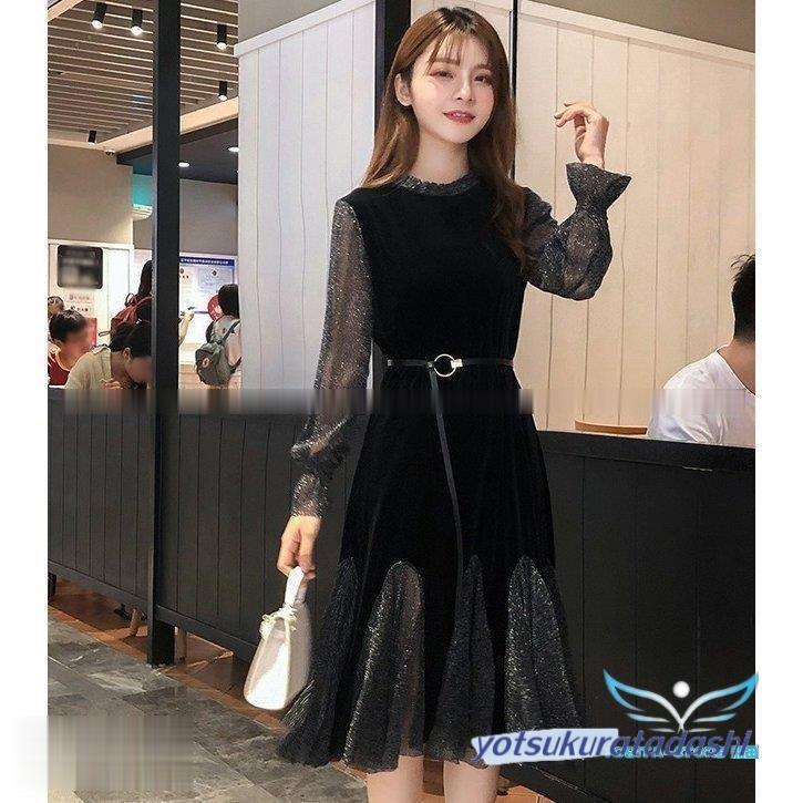 大きなプロモーション 数量限定 パーティードレス 結婚式 ドレス お呼ばれドレス 袖あり 長袖 フリル スタンドカラー 大きいサイズ 3L 4L 5L 6L 黒 シースルー 20代 30代 早めに購入