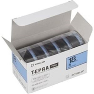 キングジム テプラ PROテープ ラベルライター用テープ 幅：18mm 5個入り SC18B-5P 再販ご予約限定送料無料 青 カラーラベル 激安セール