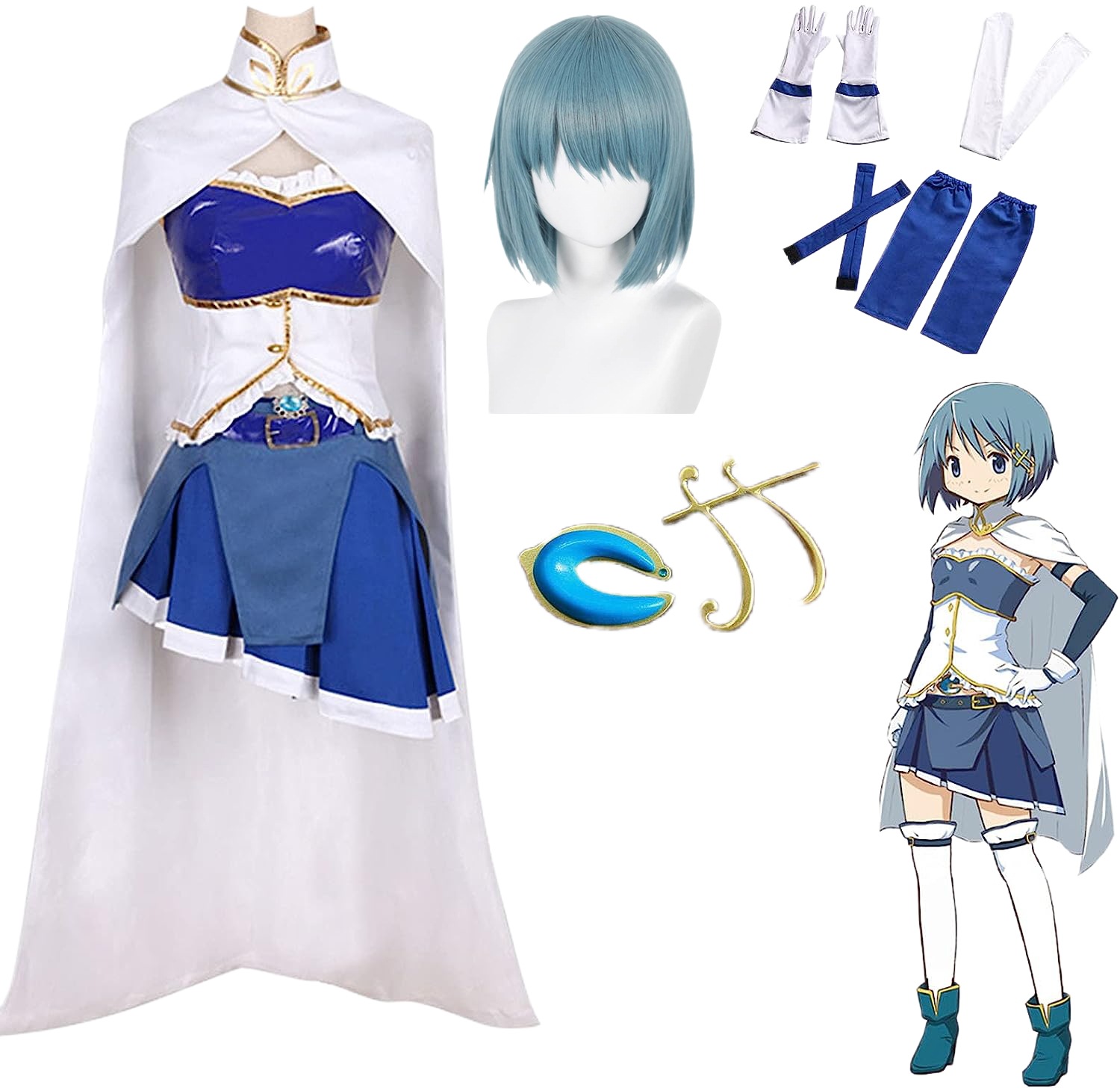 コスプレ衣装 魔法少女 まどかマギカ 美樹さやか 髪飾り ウィッグ付き イベント パーティー 変装 演出服 クリスマス パーティー