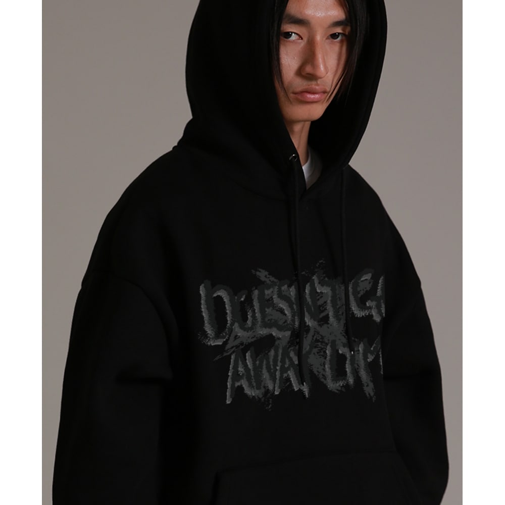 LIKE THE MOSTアウェイエルティエム起毛オーバーフィットフーディーブラック