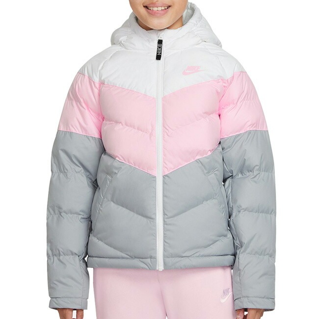 ナイキ(NIKE) ジュニア シンセティックフィル フード付きジャケット CU9157-107 ホワイト×ピンクF 並行輸入品