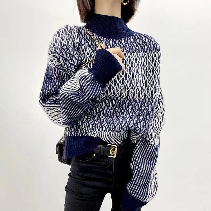 トップス レディース ニット セーター S M L XL 韓国 プルオーバー ショート丈 長袖 ハイネック かわいい 大人可愛い きれいめ カジュアル 大人 上品 おしゃれ お洒落 レトロ こなれ感