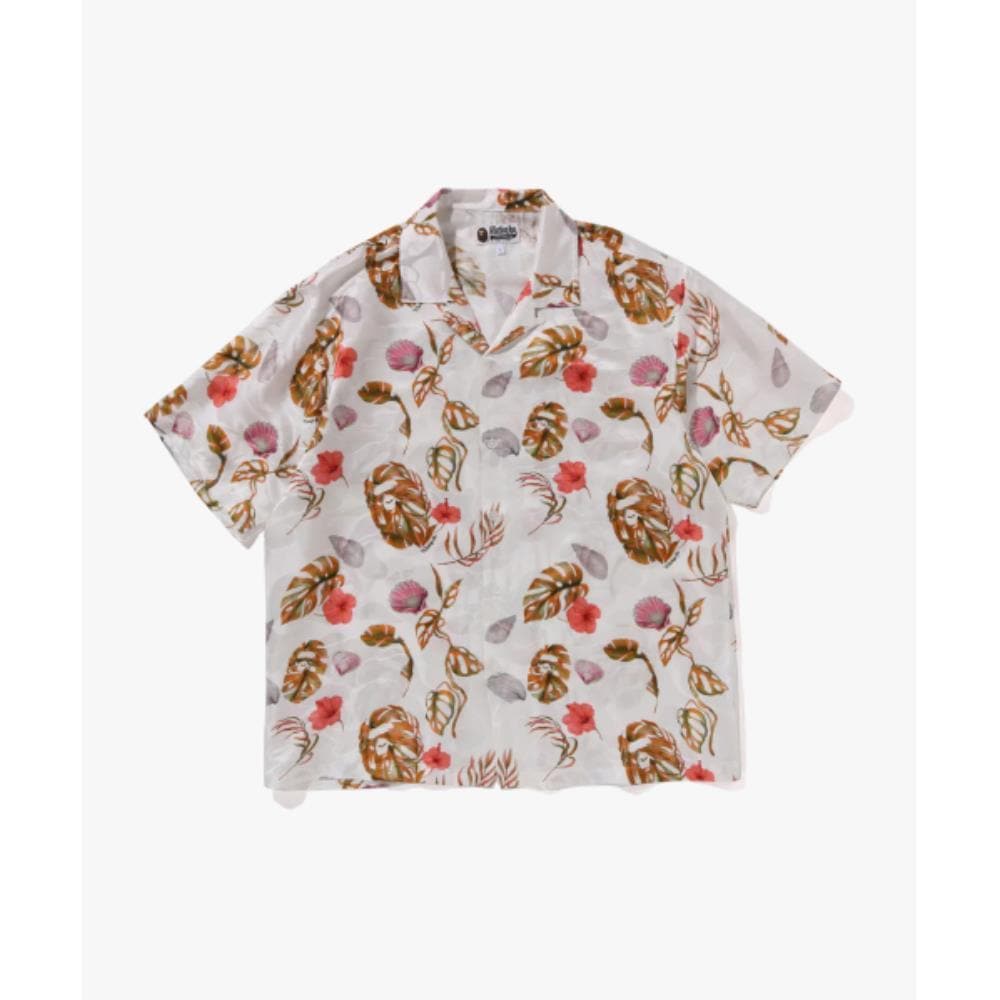 BAPE Vacation Pattern Open Collar Shirt M WHITE 001SRL30