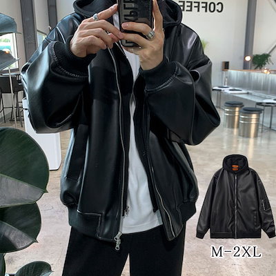 メンズカジュアルレザージャケット,春,秋のシーズン,2024 革ジャン メンズ 立て襟 裏ボア ライダース PU トップス バイク 暖かい