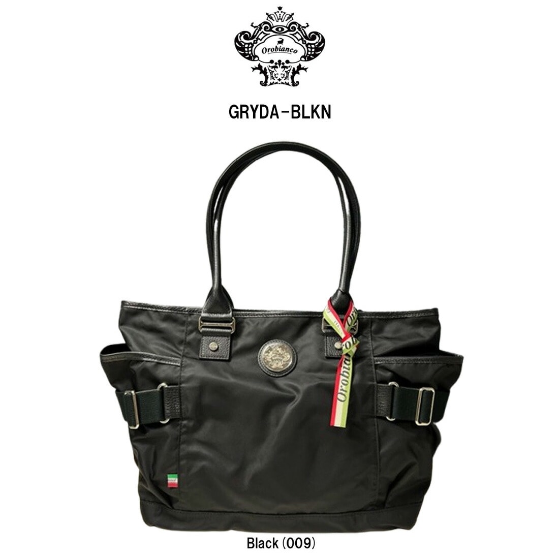 Orobianco トートバッグ 通勤バッグ ビジネスバッグ メンズ ユニセックス ブラック ナイロン GRYDA-BLKN