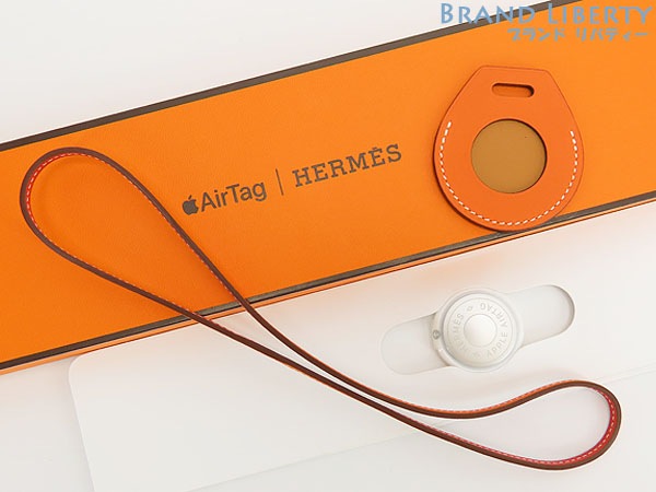 新品エルメスアップルAppleエアタグAirTagバッグチャームバイカラーオレンジカプシーヌヴォースイフトH00054919300