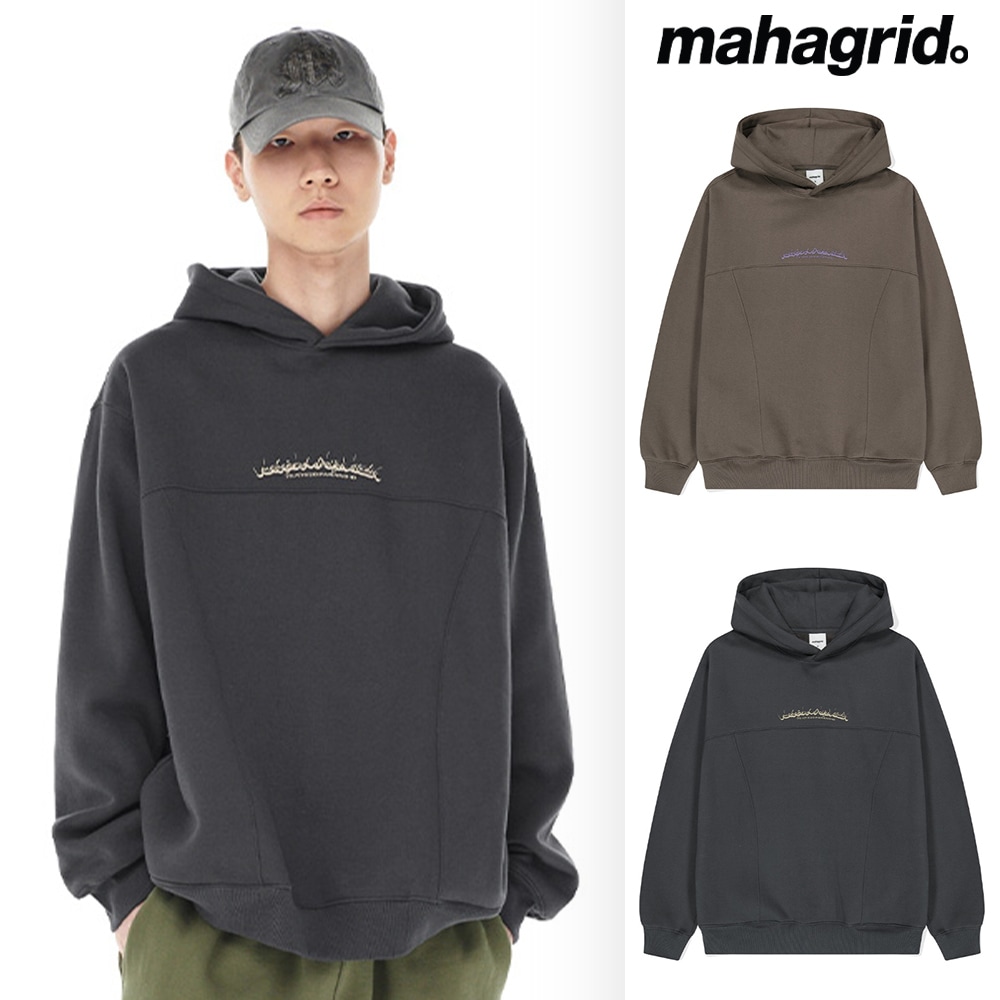 [mahagrid] CURVED CUT HOODIE