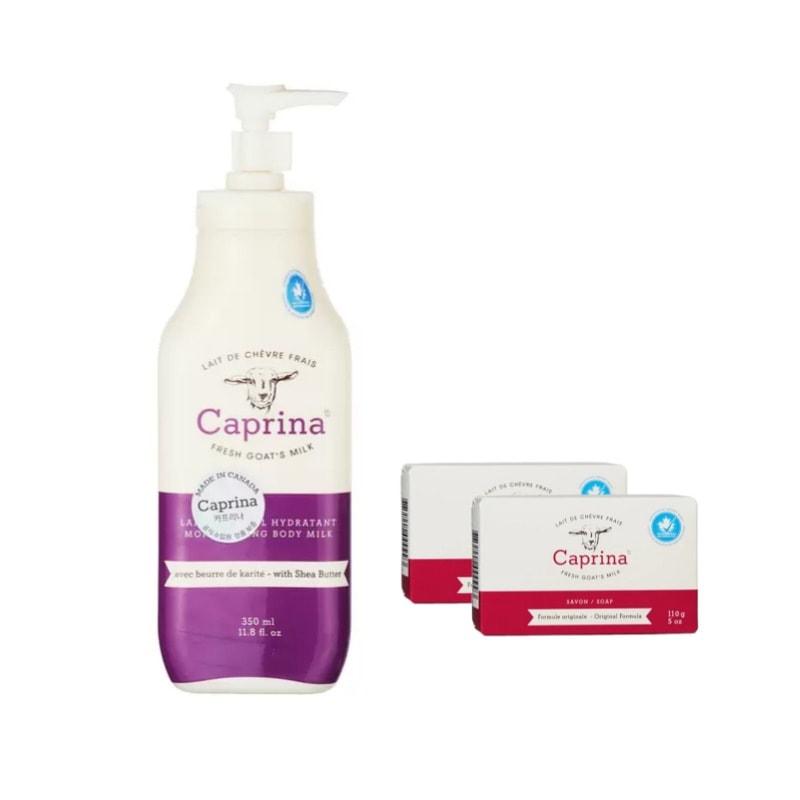 [セット] Caprina ゴートミルク石けん 110g x 2個 + ボディローション350ml x 1本