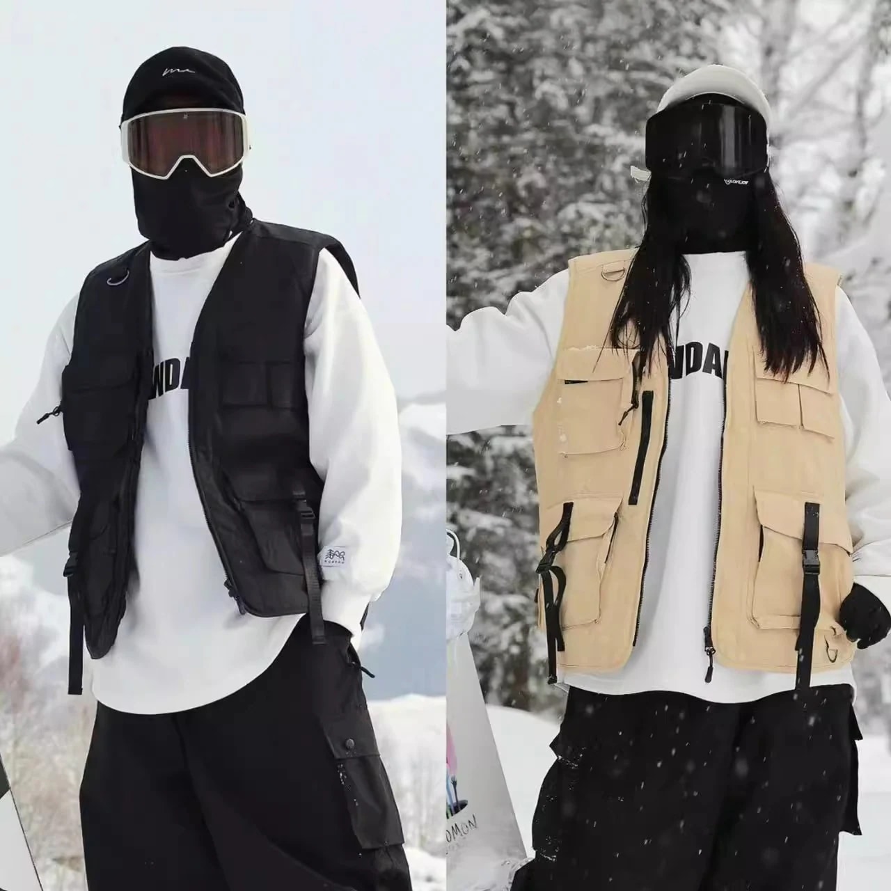高評価!!（1～3日で出荷）スノーボードウェア 2024 2025 単品 トップス メンズ レディース ベスト ジレ 袖なし ノースリーブ 綿入り ゆったり スノーウェア スキーウェア スノボウェア