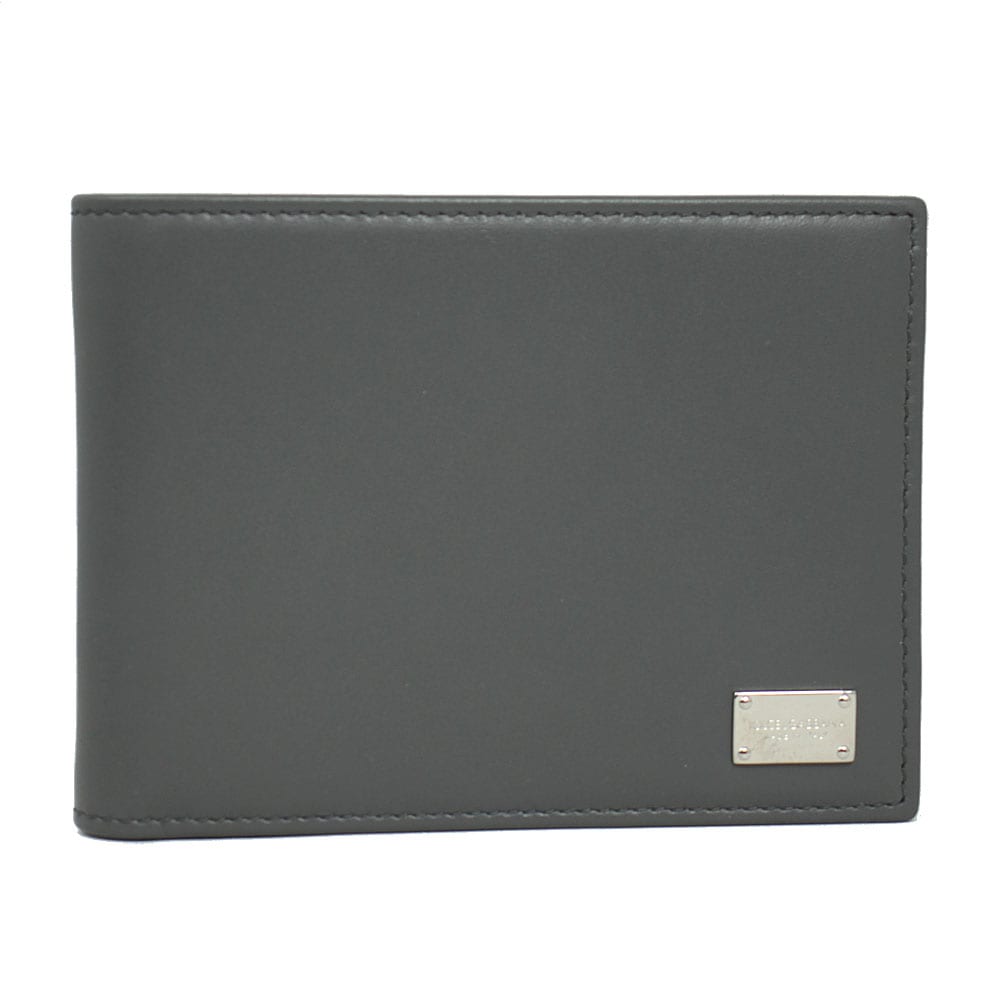 二つ折り札入れ レザー グレー 内側ブラック BP0437 B5373 87677