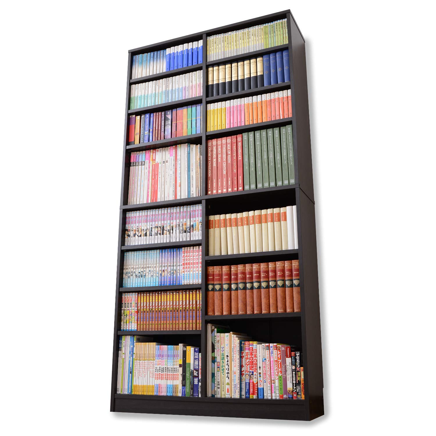 山善(YAMAZEN) 本棚 幅90.5×奥行29×高さ184cm 8段 棚板可動 巾木カット オープンラック 大容量 組立品 ブラウン 木目調 CPB-1890J(JB)