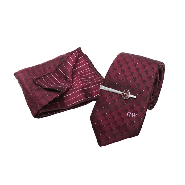 ネクタイ＆チーフ＆タイバー ３点セット DW02800019 WINE