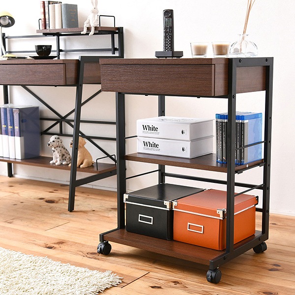 JKプラン KKS-0012-BR 2WAYパソコンデスク 複合機ラック ブラウン メーカー直送