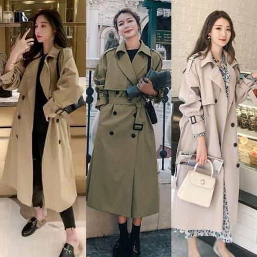 【急速出荷 2025年新作】トレンチコート スプリングコート レディース ロング 春 秋 冬 黒 韓国 カーキ ベージュ とろみ 就活 スーツ レディース 無地 Vネック 長袖 可愛い フォーマル 定