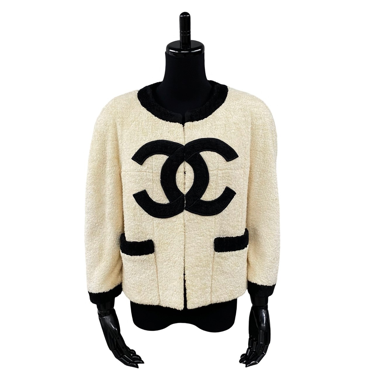 ココマークノーカラージャケット コットン シルク ベージュ 85511