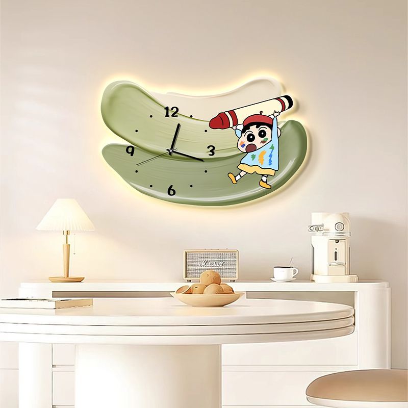 クリーム風クレヨンしんちゃんレストラン装飾画掛け時計客間食堂時計壁画掛け絵時計