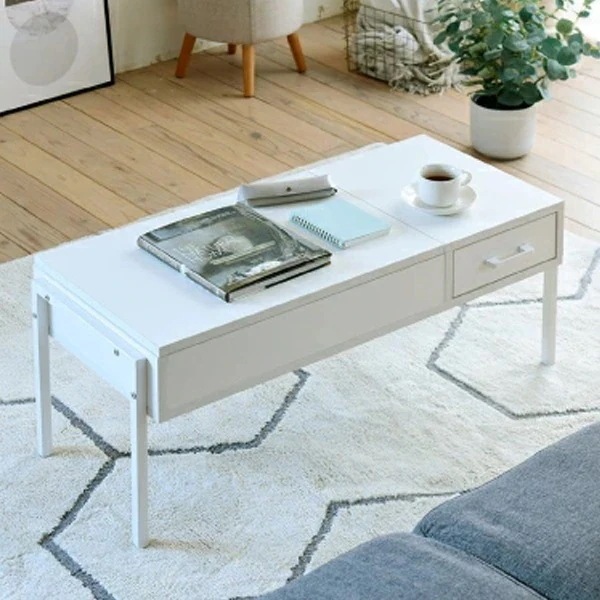 昇降式 幅94.5cm リフティングテーブル KKS-0025-WHWH ホワイトホワイト