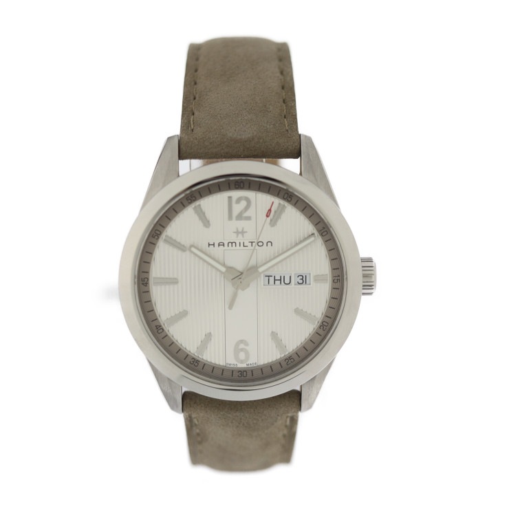 ハミルトン超美品 HAMILTON ハミルトン 腕時計 H433110 ステンレススチール スウェード シルバー グレー系 ブラウン系 クオーツ 本物保証 中古