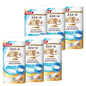 エリエール トイレットペーパー 消臭プラス 25m72ロール(12ロール6パック) ダブル パルプ100% しっかり香る フレッシュクリアの香り 【ケース販売】