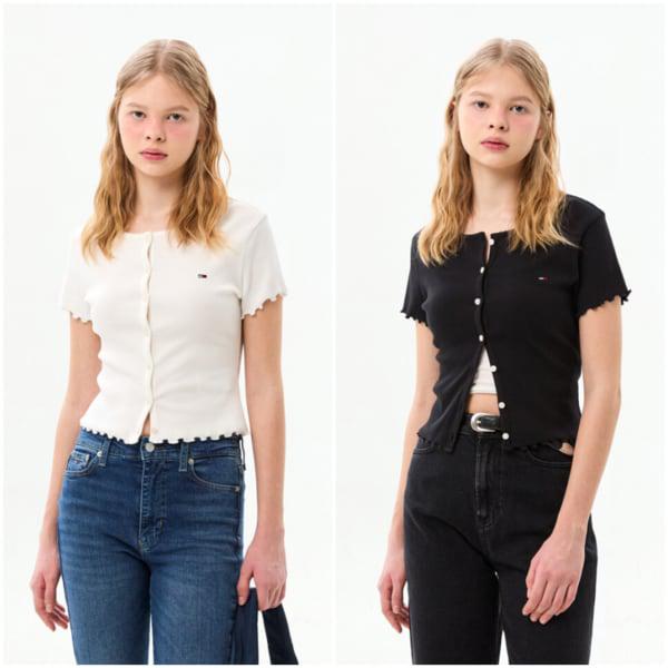 女性スリムリップボタントップ T32G1TTO16TWT2 TOMMY JEANS
