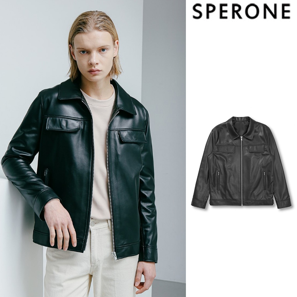 [SPERONE] Lambskin Pocket Trucker Jacket