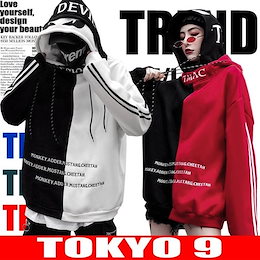 パーカー メンズ ダンス 衣装 ストリート 卸 ビッグ 原宿系 秋冬新作 レディース ユニセックス HIPHOP フード付き ロゴ 裏起毛 TOKYO9