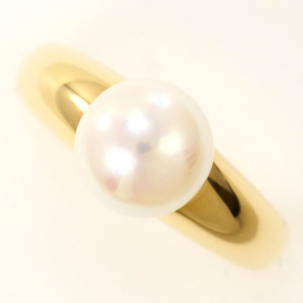 K18 18金 YG リング 指輪 8号 アコヤ真珠 約7mm カード鑑別書 ジュエリー 中古