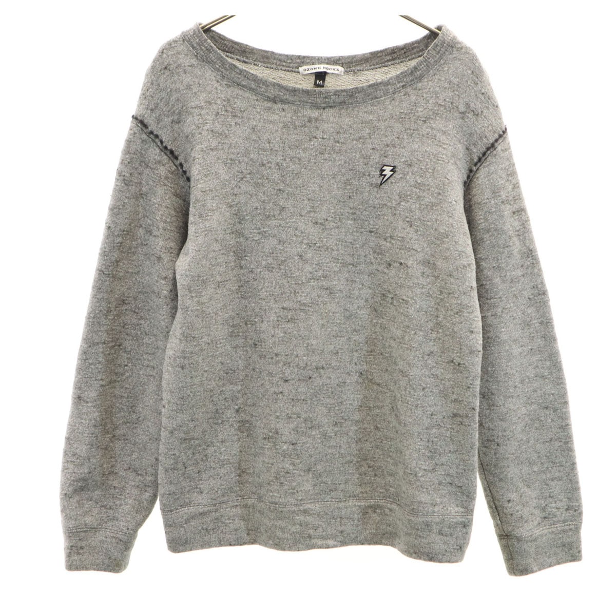OZONE ROCKS オゾンロックス 日本製 バックプリント 長袖 スウェット トレーナー M グレー アニマル レディース 古着
