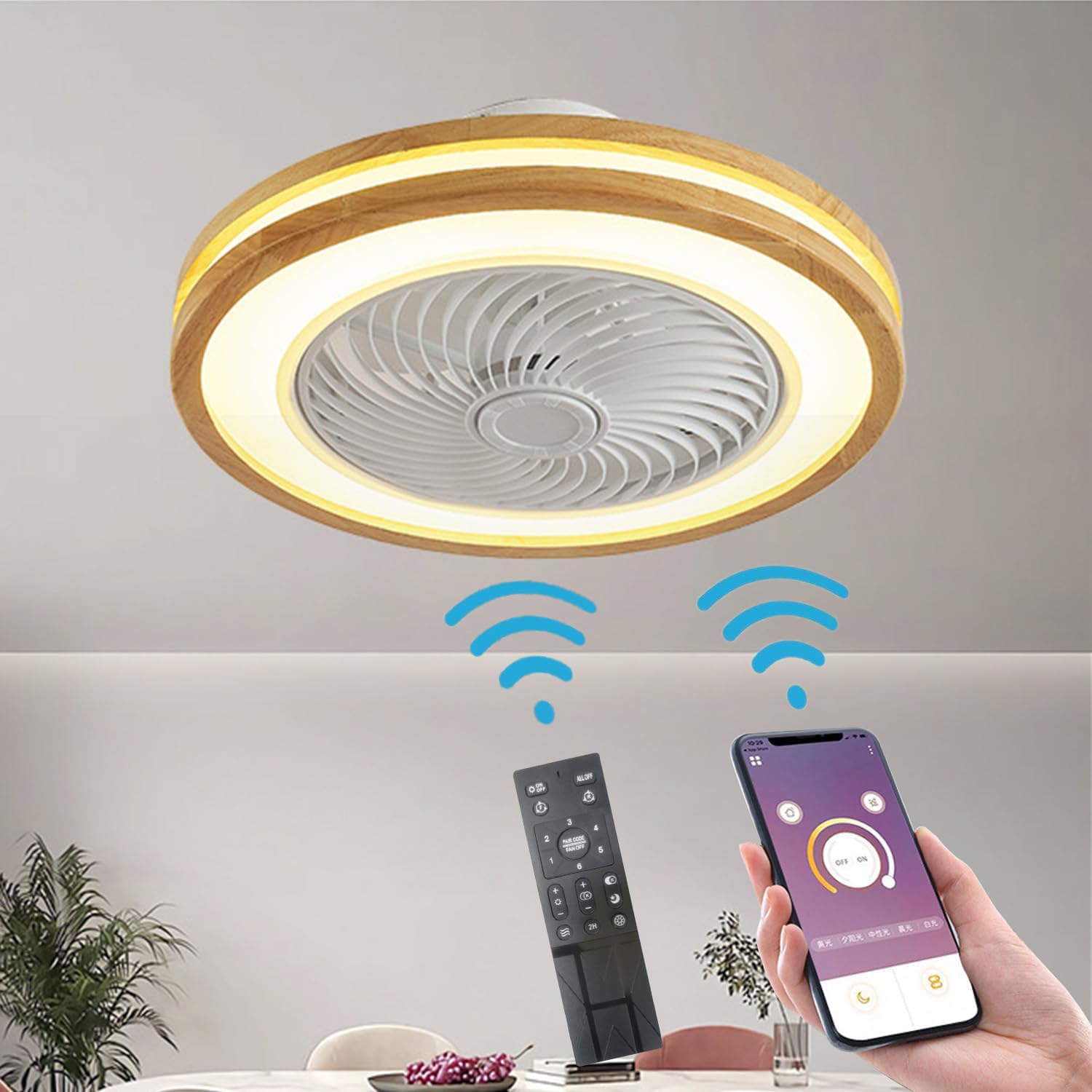 LEDシーリングライト シーリングファンライト 扇風機 サーキュレーター ファン付き 10畳 約直径500mm リモコン付き 引掛シーリング 3段階調色 無段階調光 風速6段階 タイマー機能 静音 省 10,318円