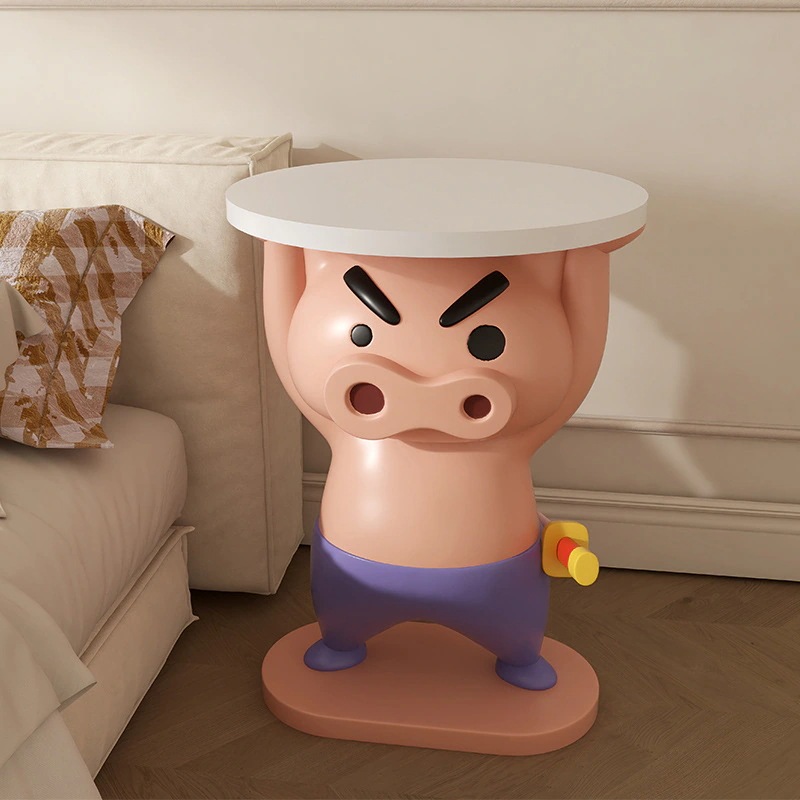 クリーム調クレヨンしんちゃん周辺リビングソファ可動サイドテーブルコーヒーテーブルコーナーテーブル床置きベッドサイドテーブル装飾15MTMX